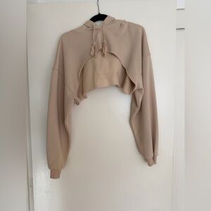 Wild Fable Beige Cropped Hoodie